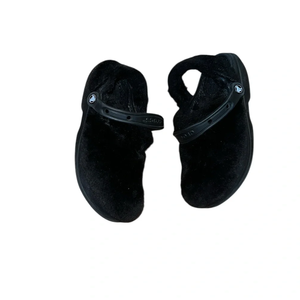 CROCS Black Plush Women Clogs Size 10 - Picture 3 of 5